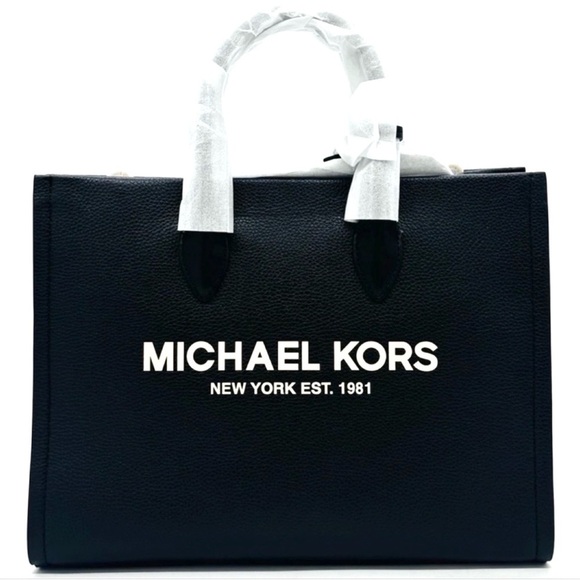 Michael Kors Medium Mirella Tote Bag Black Leather - Picture 1 of 12